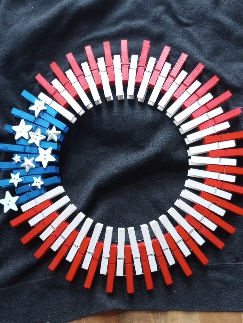 Patriotic Red White and Blue Clothespin Wreath - Home Accents